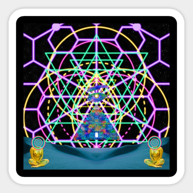 Sacred Geometry - Sri Yanta - Vesica Pisces - Pyramid & Eye of Thoth Sticker by Sacred Geometry Art